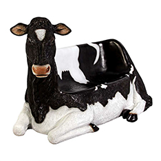 Outdoor decoration life size cow bench sculpture